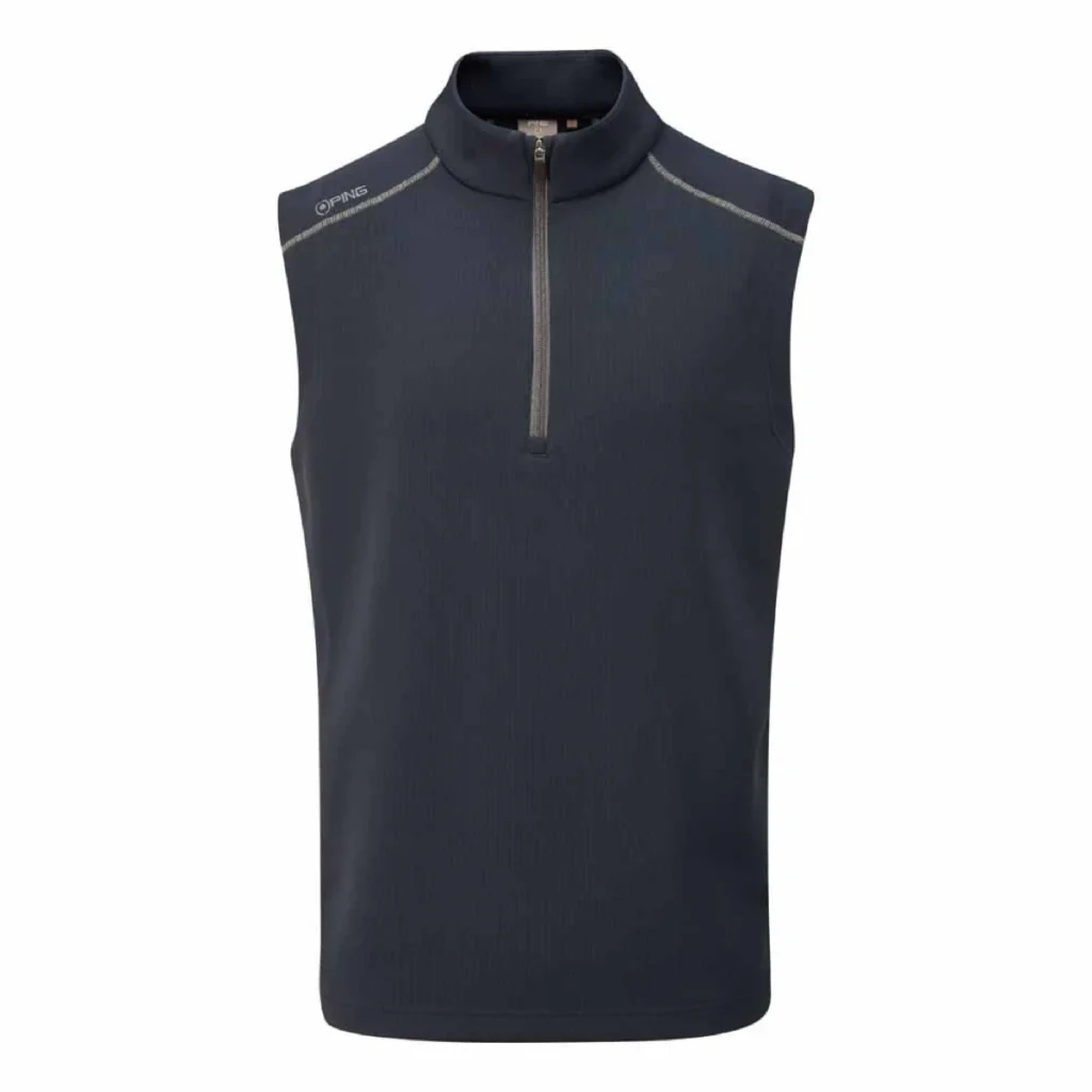 Ping Rhodri Quarter-Zip Pullover Silver/Navy & Ramsey Sleeveless Vest Navy Size UK XXL
