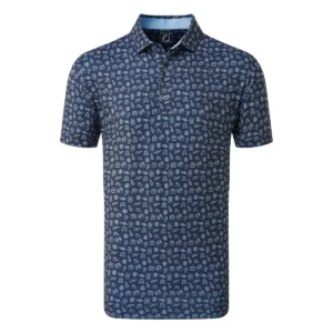 FootJoy Travel Print & End-on-End Block Athletic Fit Golf Shirts x2 - 2XL